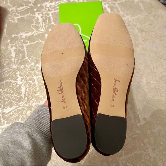 NWB Sam Edelman Marilyn Cap Toe Quilted Ballet Flats Shoes Spicy Camel Black 6.5 - Picture 3 of 4